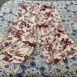 BNT Marled Burgundy and White Floral Pants